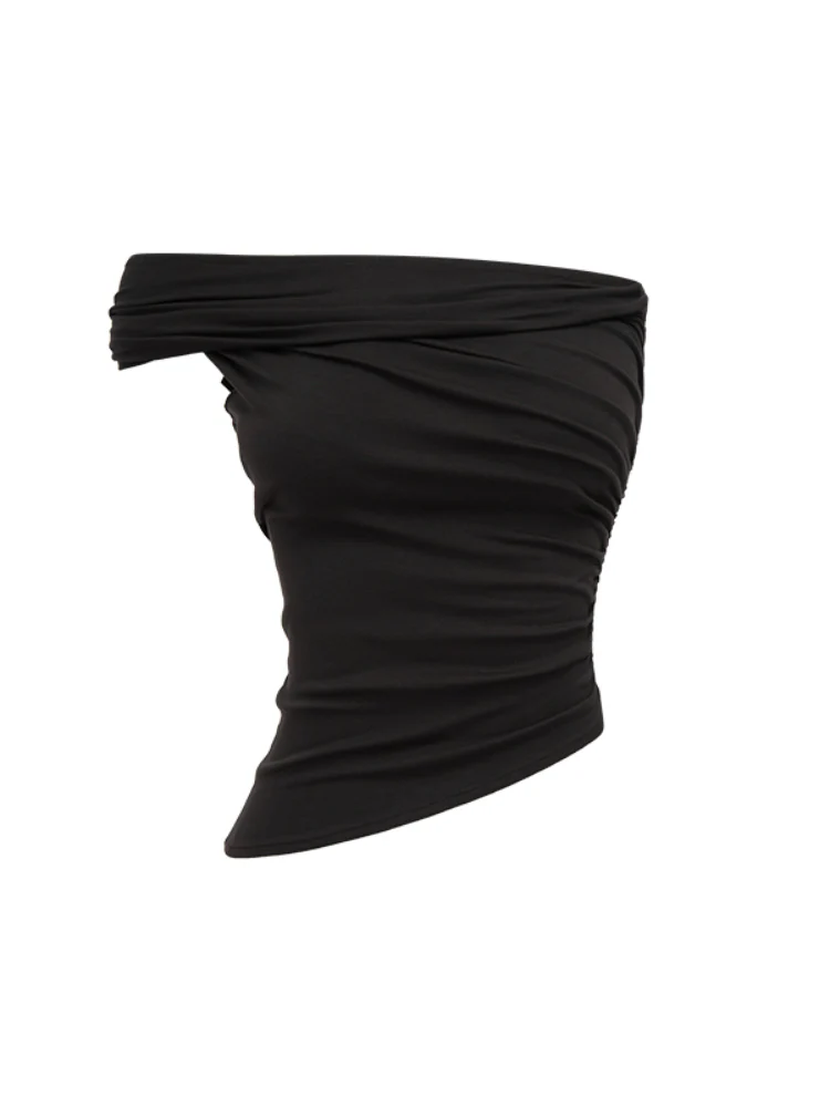 Irregular Multi-Wear Ruched Acetate T-Shirt