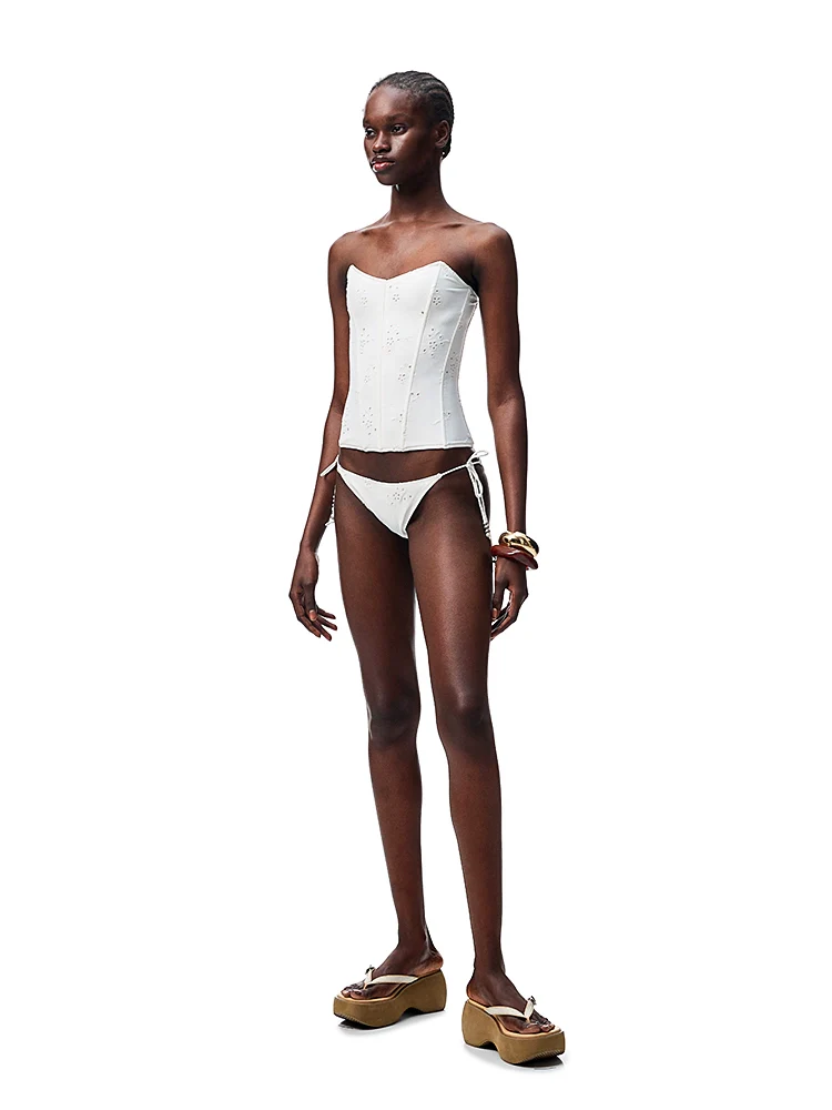 Jacquard Fishbone Strapless Sexy Swimsuit