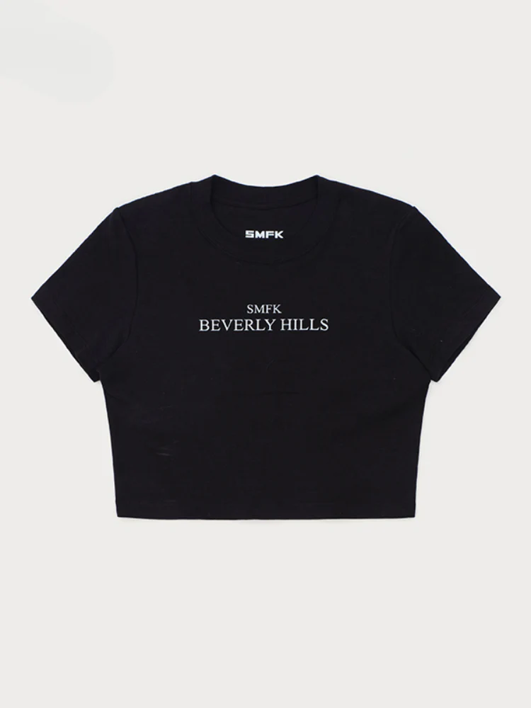 Straight - Shoulder Cropped Movie - Subtitle Short - Sleeve Tee