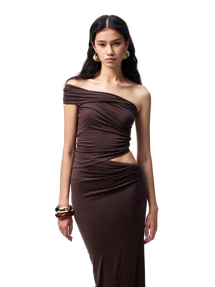 Irregular Multi-Wear Ruched Acetate T-Shirt