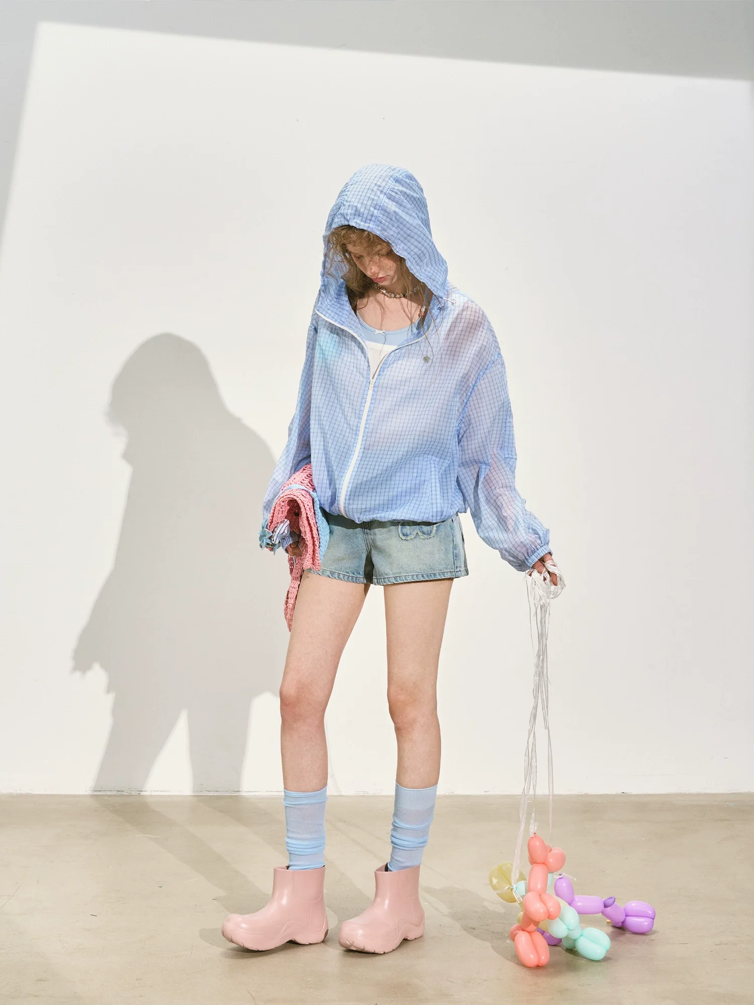 Cooling Checkered Hooded Sun - protection Shirt