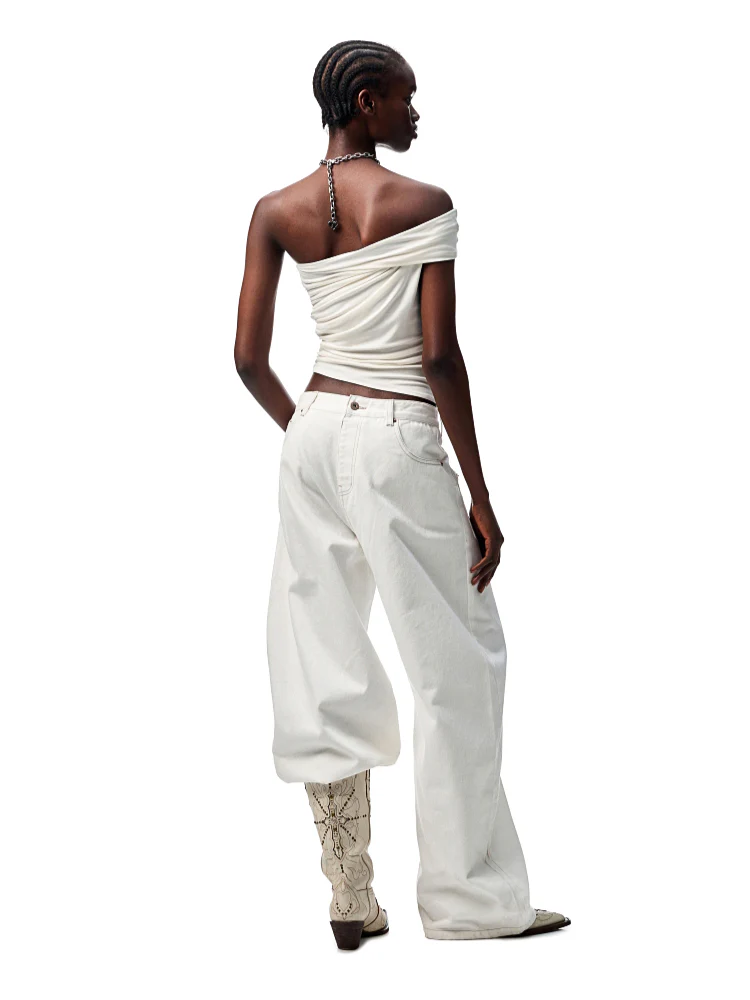 Irregular Multi-Wear Ruched Acetate T-Shirt