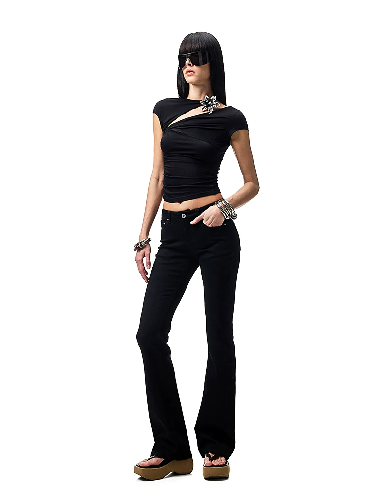 Knot-Pleated Slim-Fit Acetate T-shirt