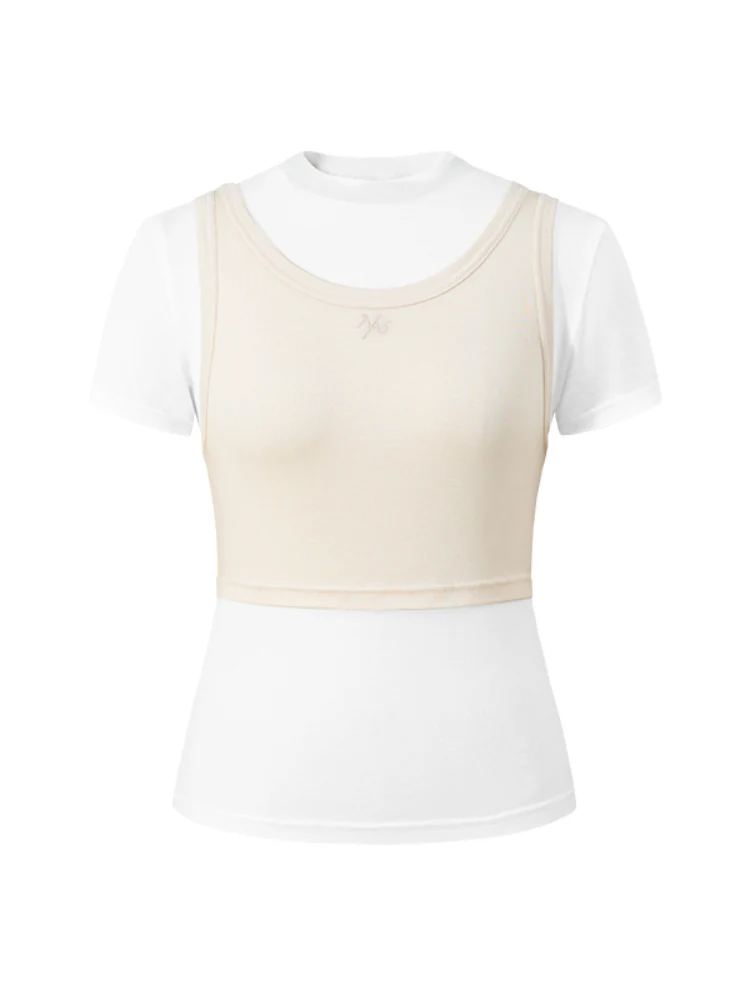 Color-Block Splicing Two-in-One T-shirt