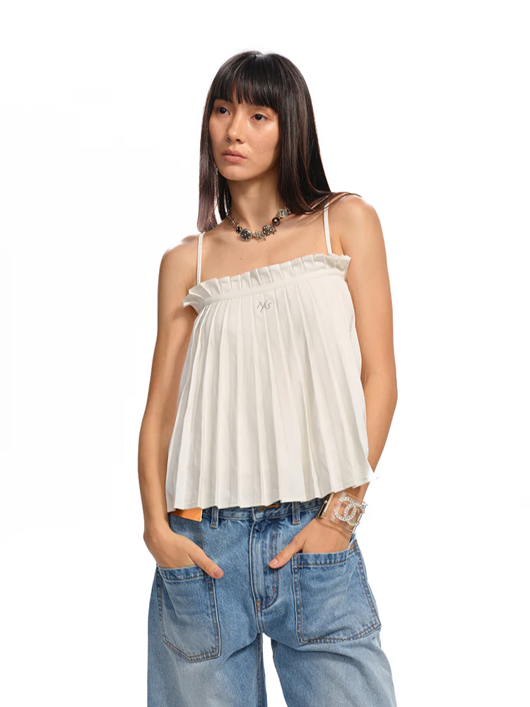 Accordion Pleated A-Line Loose Vest Sling