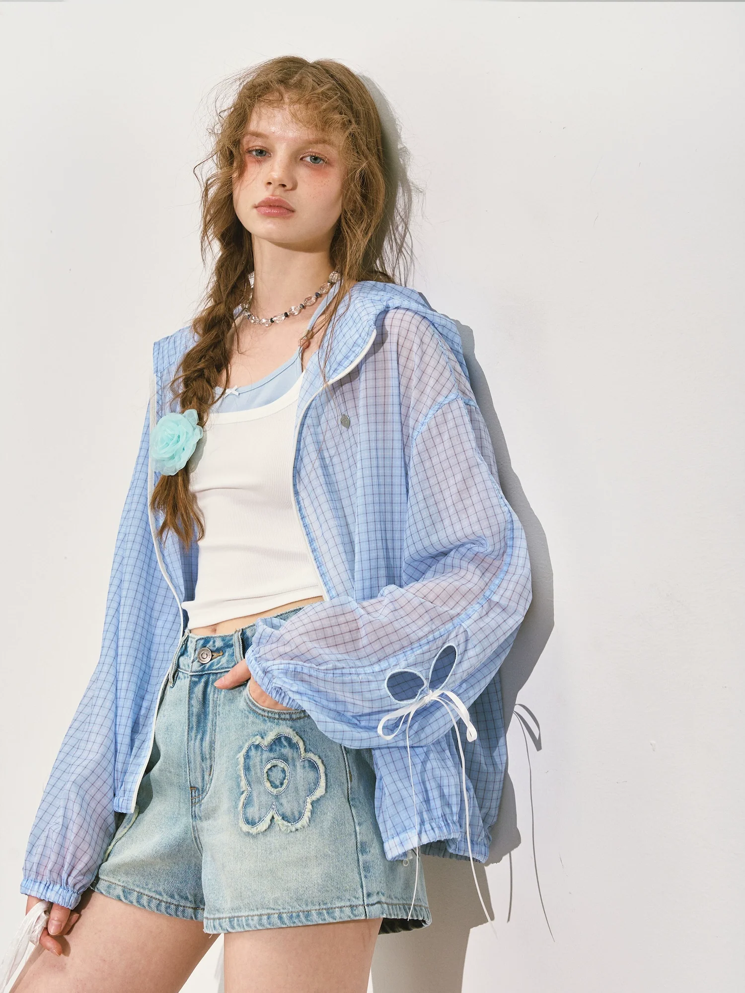 Cooling Checkered Hooded Sun - protection Shirt