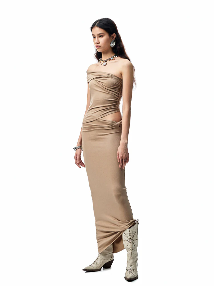 Irregular Multi-Wear Ruched Acetate T-Shirt