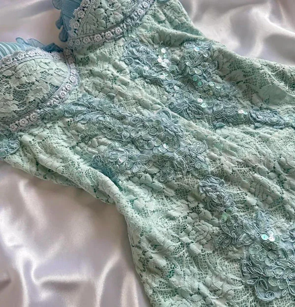 Classy Tiffany Blue Lace Appliques Short Birthday Outfits Homecoming Dress Spaghetti Strap Cocktail Dress S350