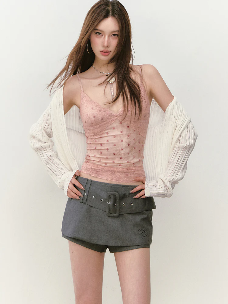 Irregular Tie-Dye Polka Dot Lace Vest