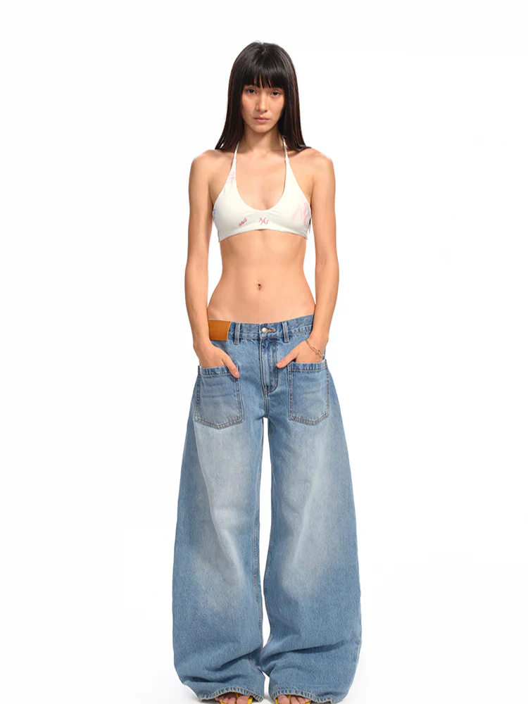 U-Neck Halter Tie-Dye Hand-Painted Print Vest