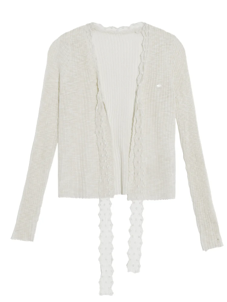 Lace Trim Knit Cover-Up