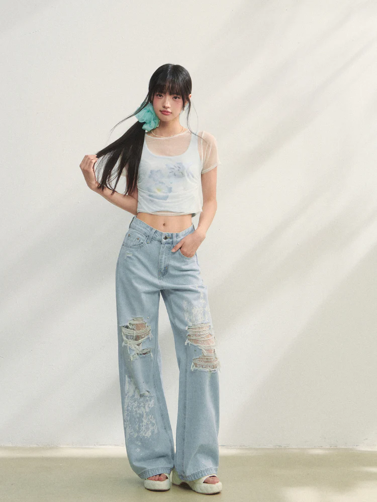 Blue Printed 2-in-1 T-shirt