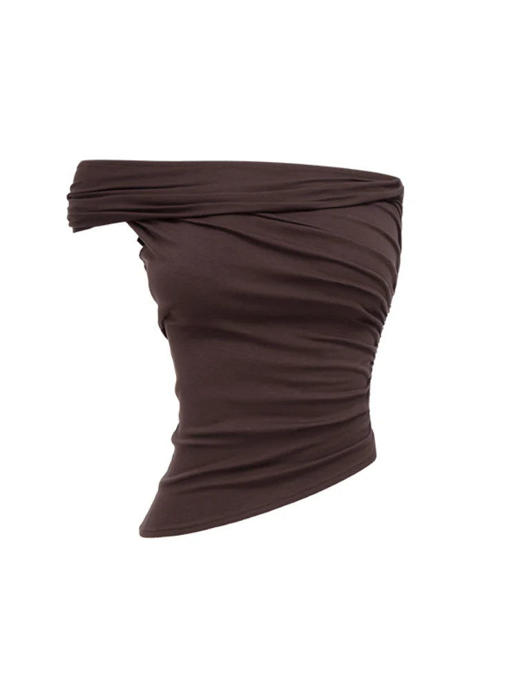 Irregular Multi-Wear Ruched Acetate T-Shirt