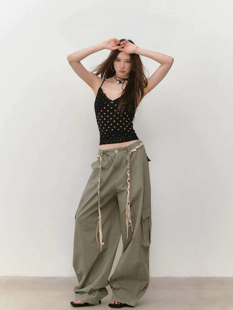 Irregular Tie-Dye Polka Dot Lace Vest