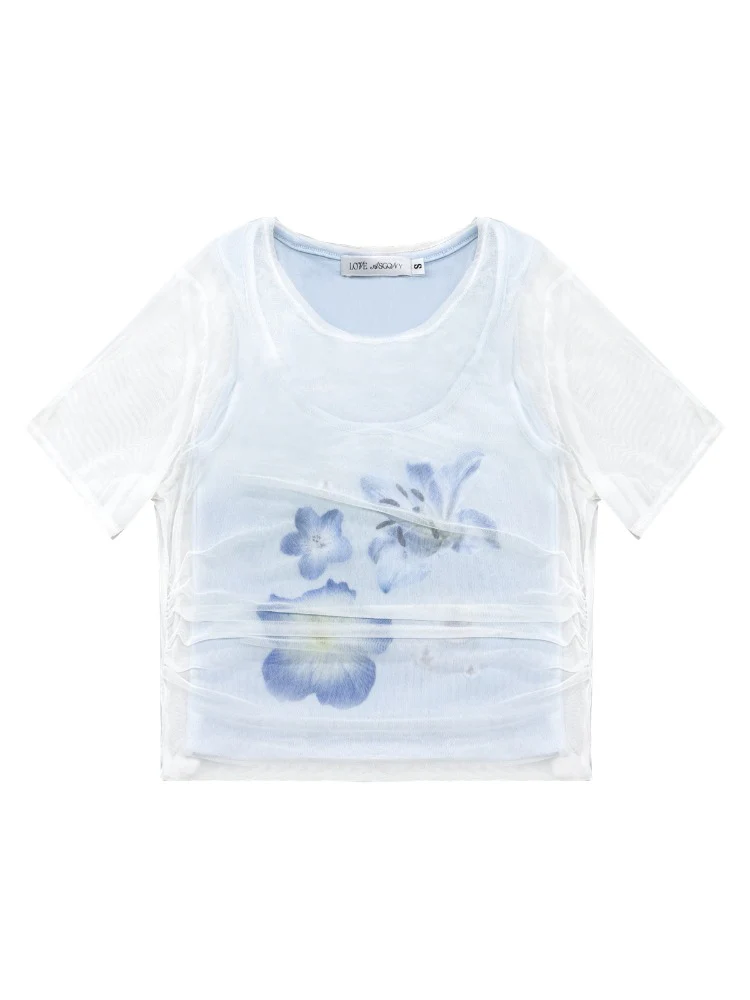 Blue Printed 2-in-1 T-shirt