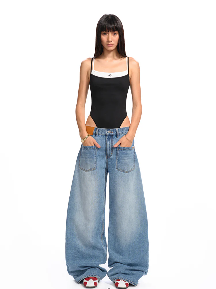 Fake Two-Piece One-Piece Vest Sling