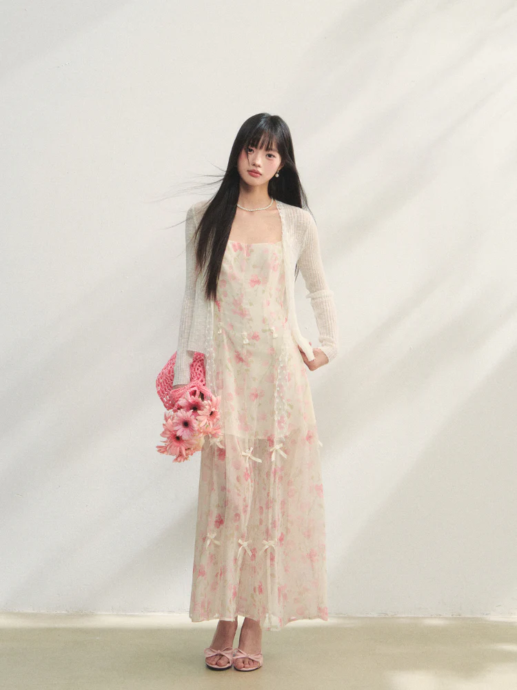 Lace Trim Knit Cover-Up