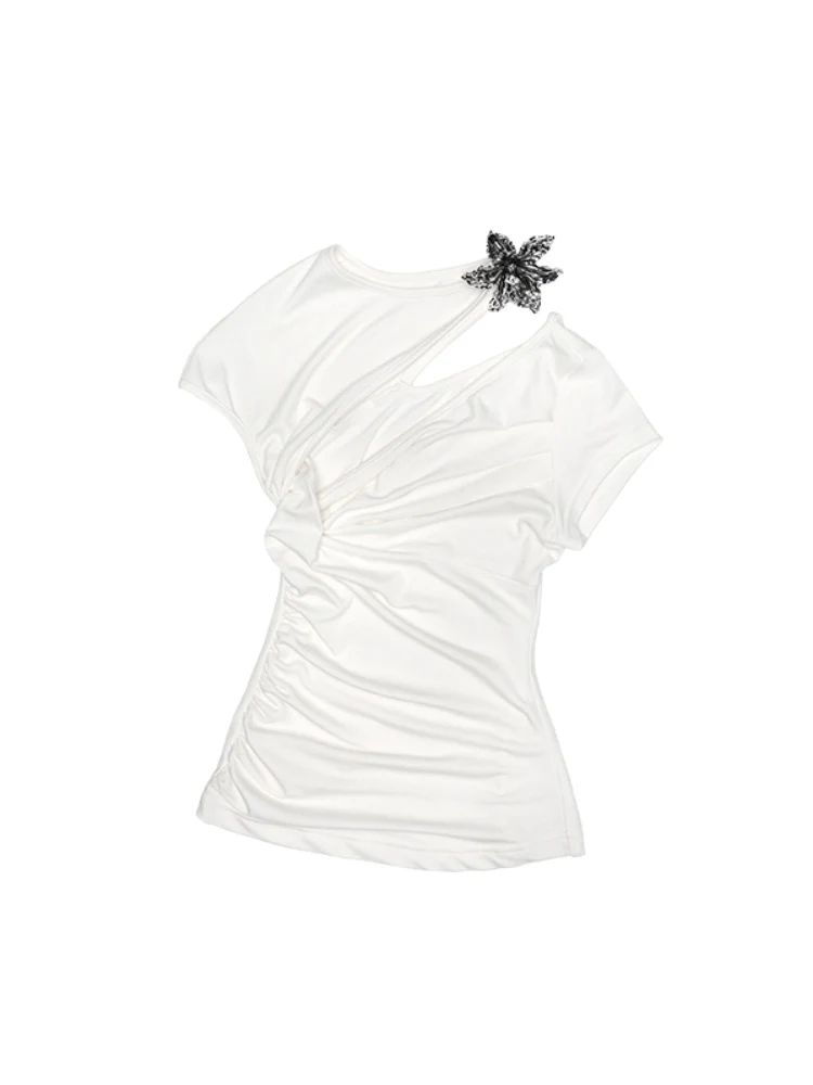 Knot-Pleated Slim-Fit Acetate T-shirt