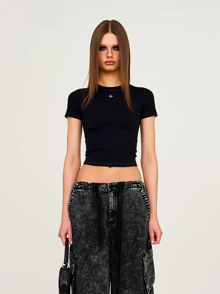 Cross Shaped Slim Fit T-shirt Base Shirt