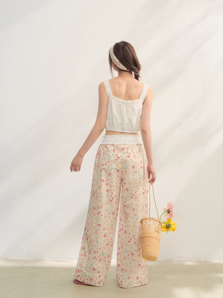 Waist-Cinching Lace-Trimmed Spaghetti-Strap Vest