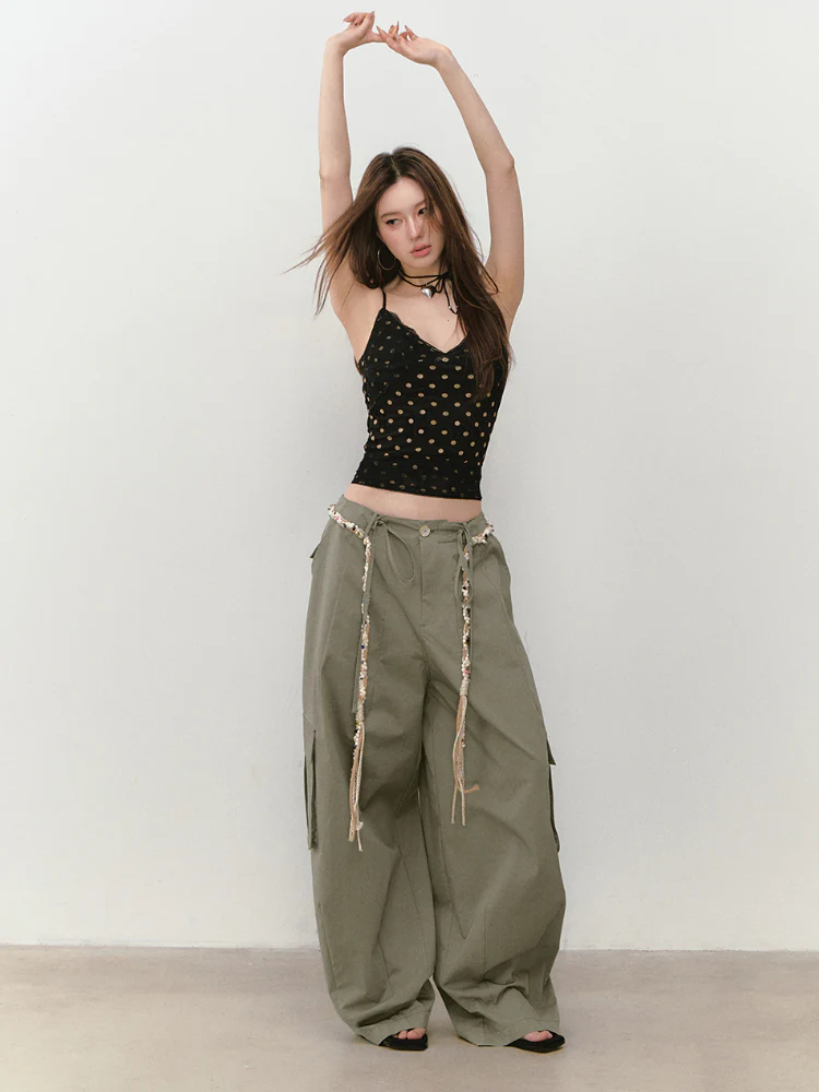 Irregular Tie-Dye Polka Dot Lace Vest