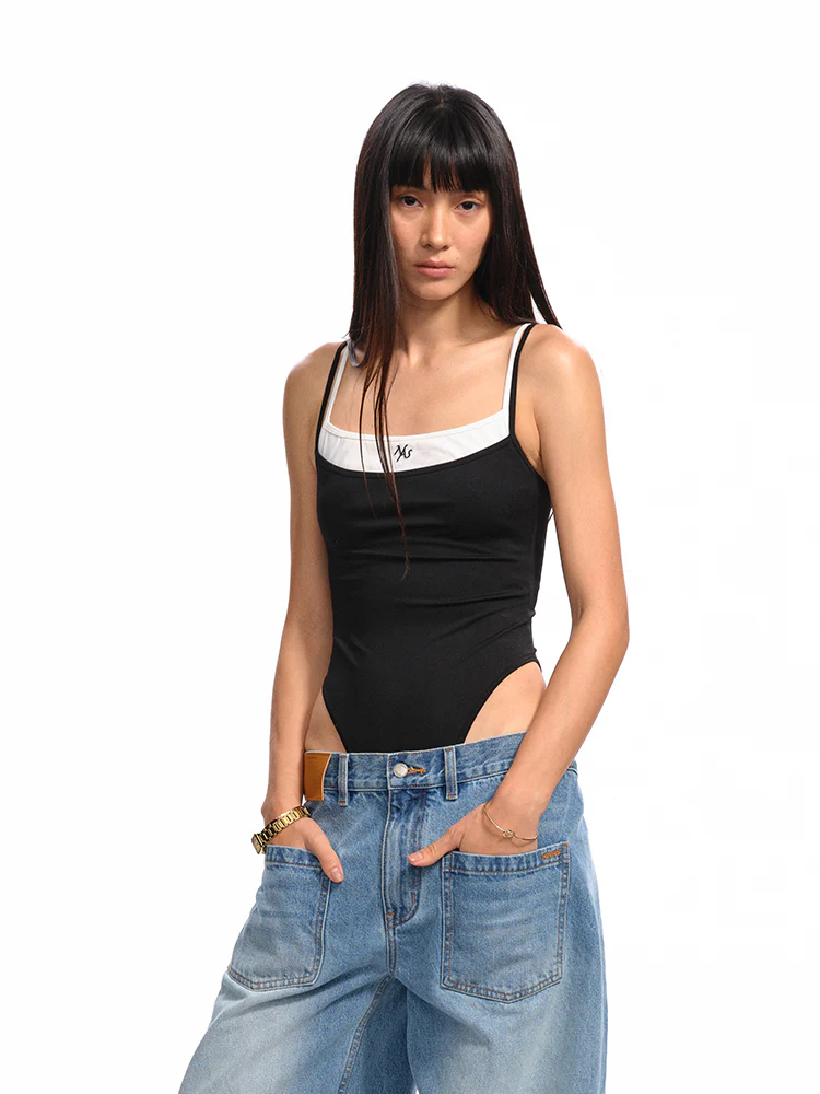 Fake Two-Piece One-Piece Vest Sling