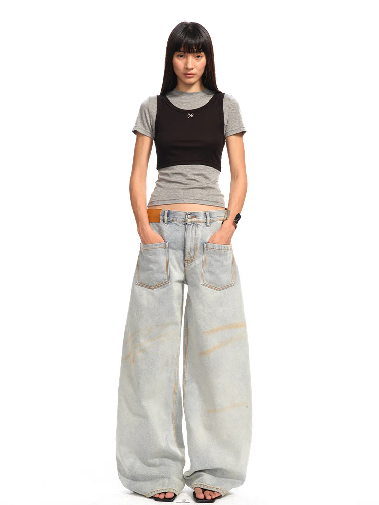 Color-Block Splicing Two-in-One T-shirt