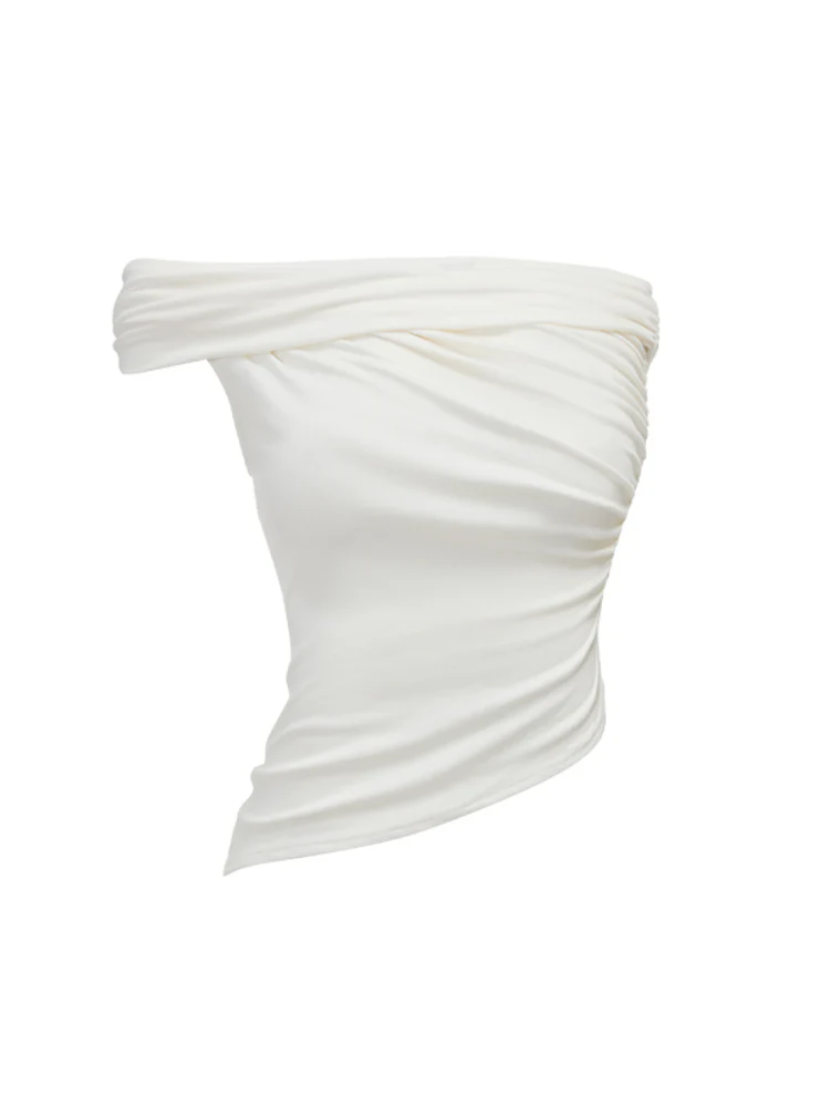 Irregular Multi-Wear Ruched Acetate T-Shirt