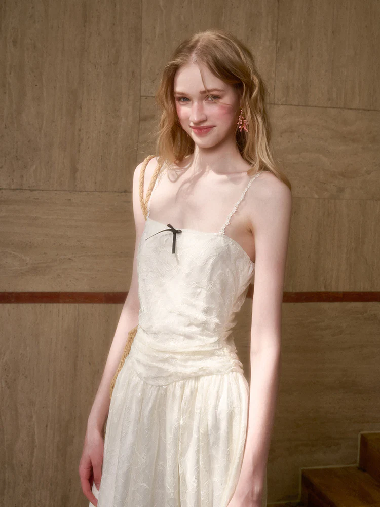 Lace Sequin Shimmer Waist - Cinching Camisole Dress