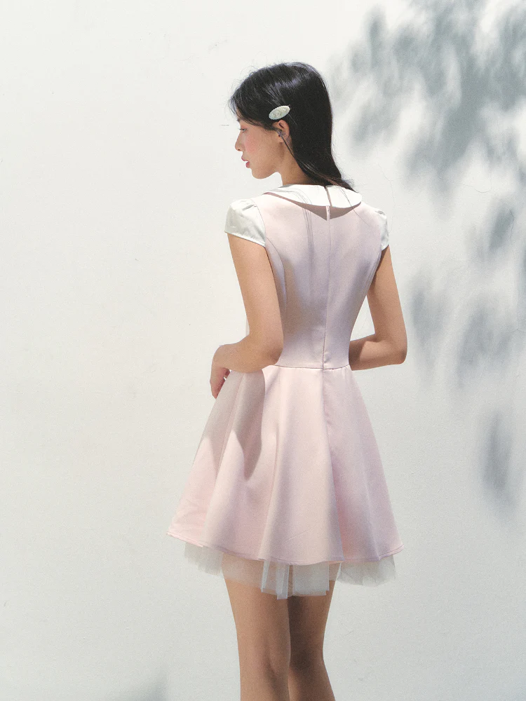 Doll Collar Mesh Tutu Dress