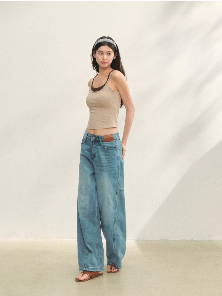 Fake Two-piece Padded Camisole Tank Top