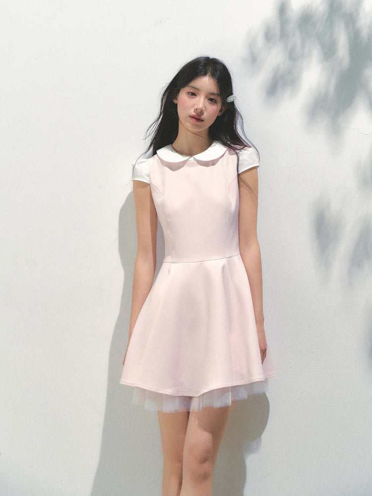 Doll Collar Mesh Tutu Dress