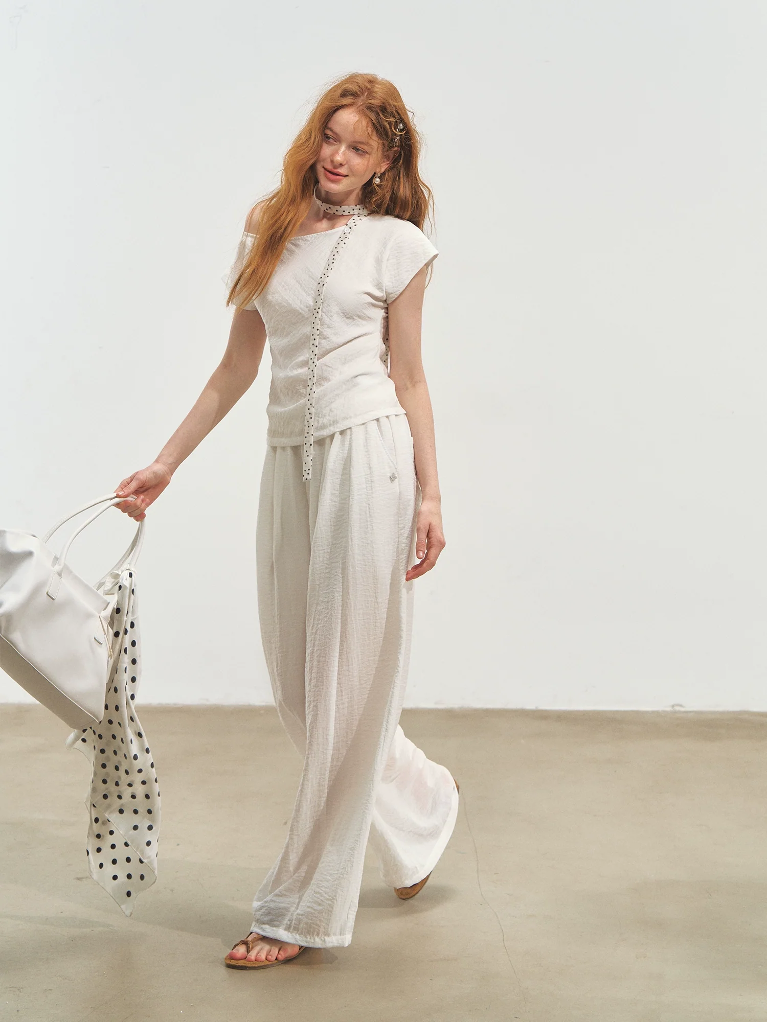 Draped Lazy Asymmetric Shoulder Convertible Top Set