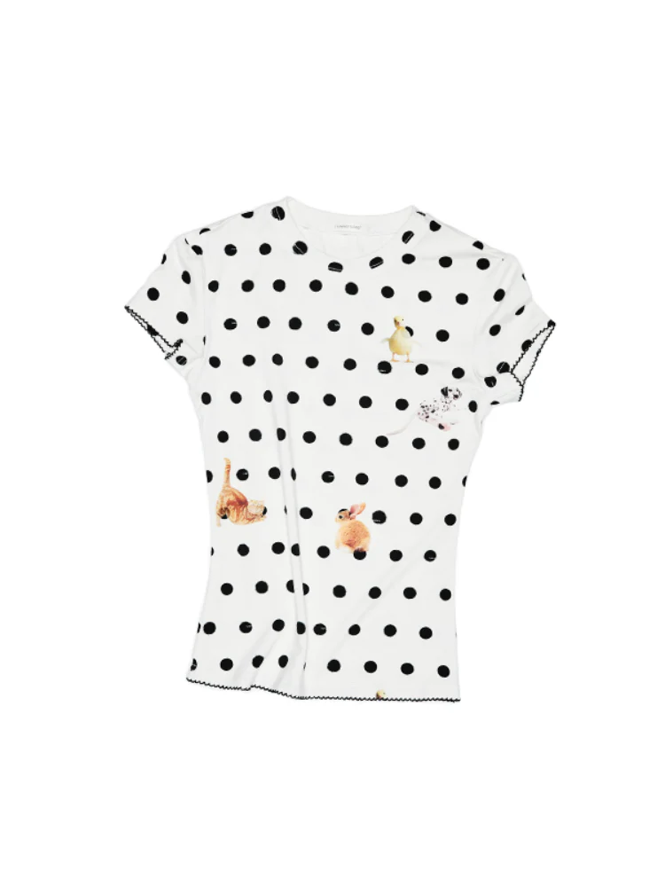 Cats & Dogs Love Polka Dot Print T-Shirt