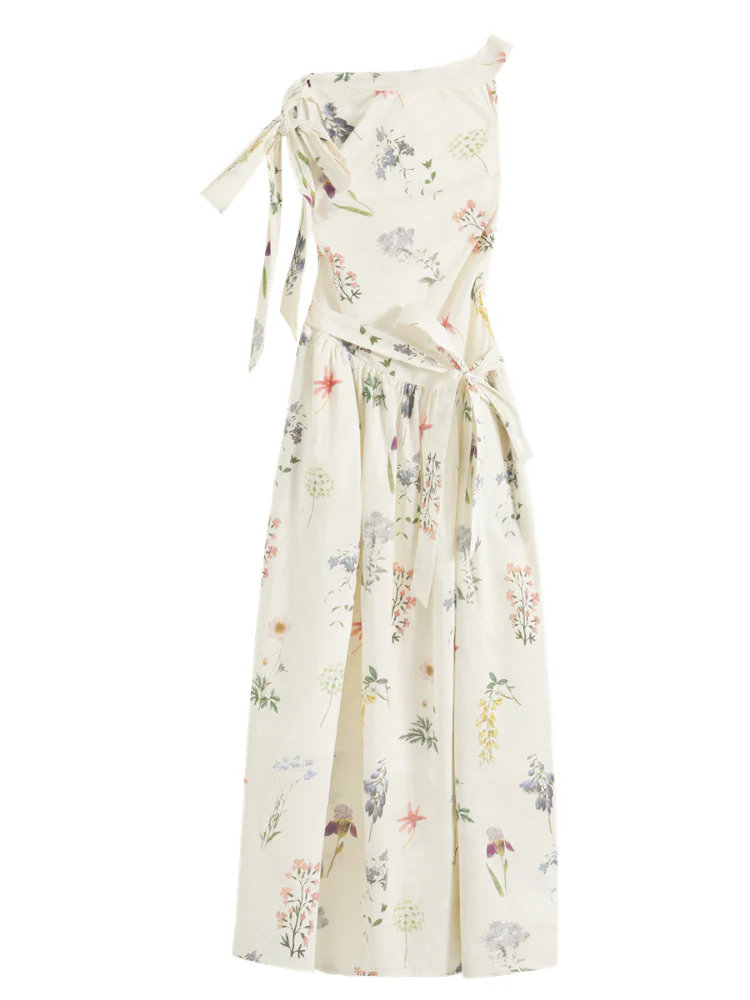 Off-the-Shoulder Bow Flower Bud Dress