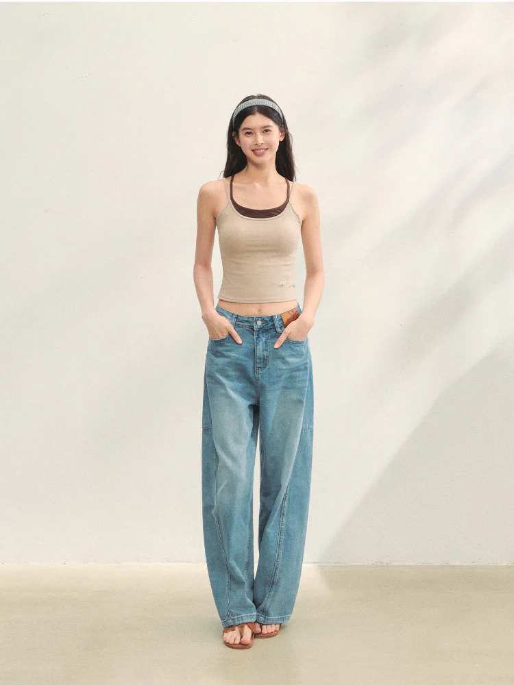 Fake Two-piece Padded Camisole Tank Top