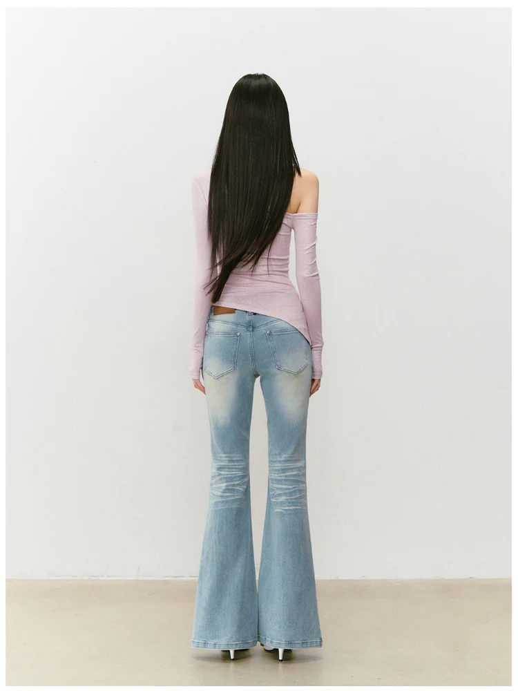 Shimmer Asymmetric Shoulder Irregular T-shirt