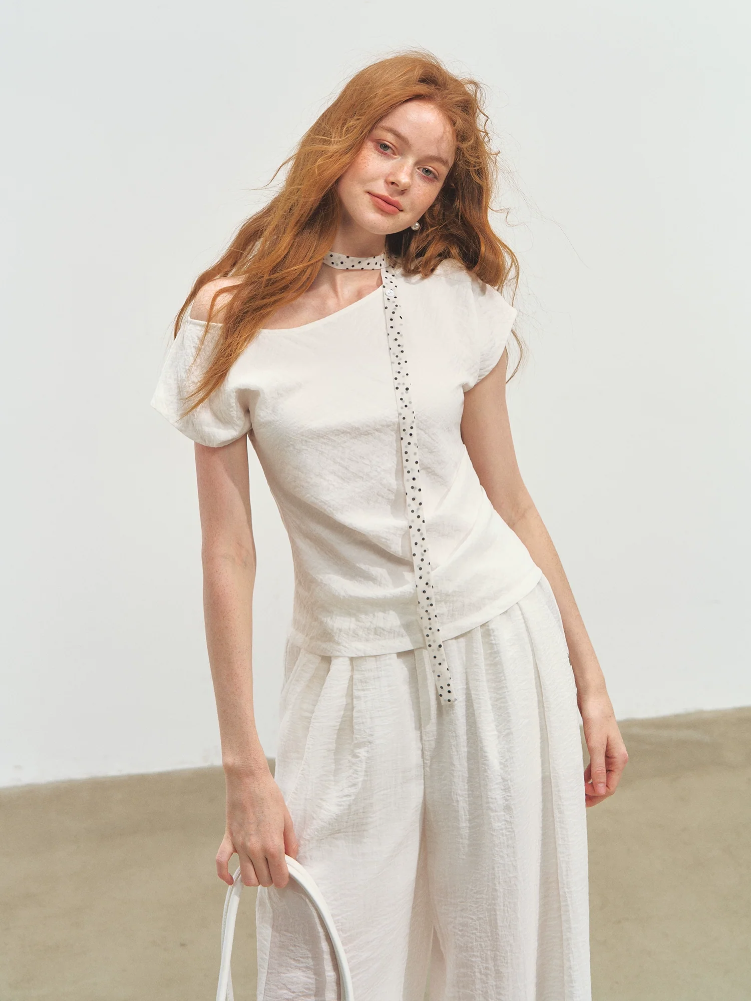 Draped Lazy Asymmetric Shoulder Convertible Top Set