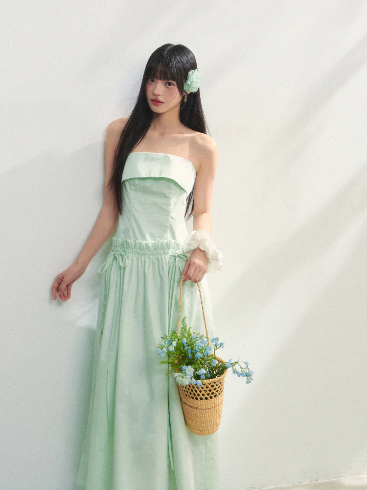 Tie-Waist Strapless Dress