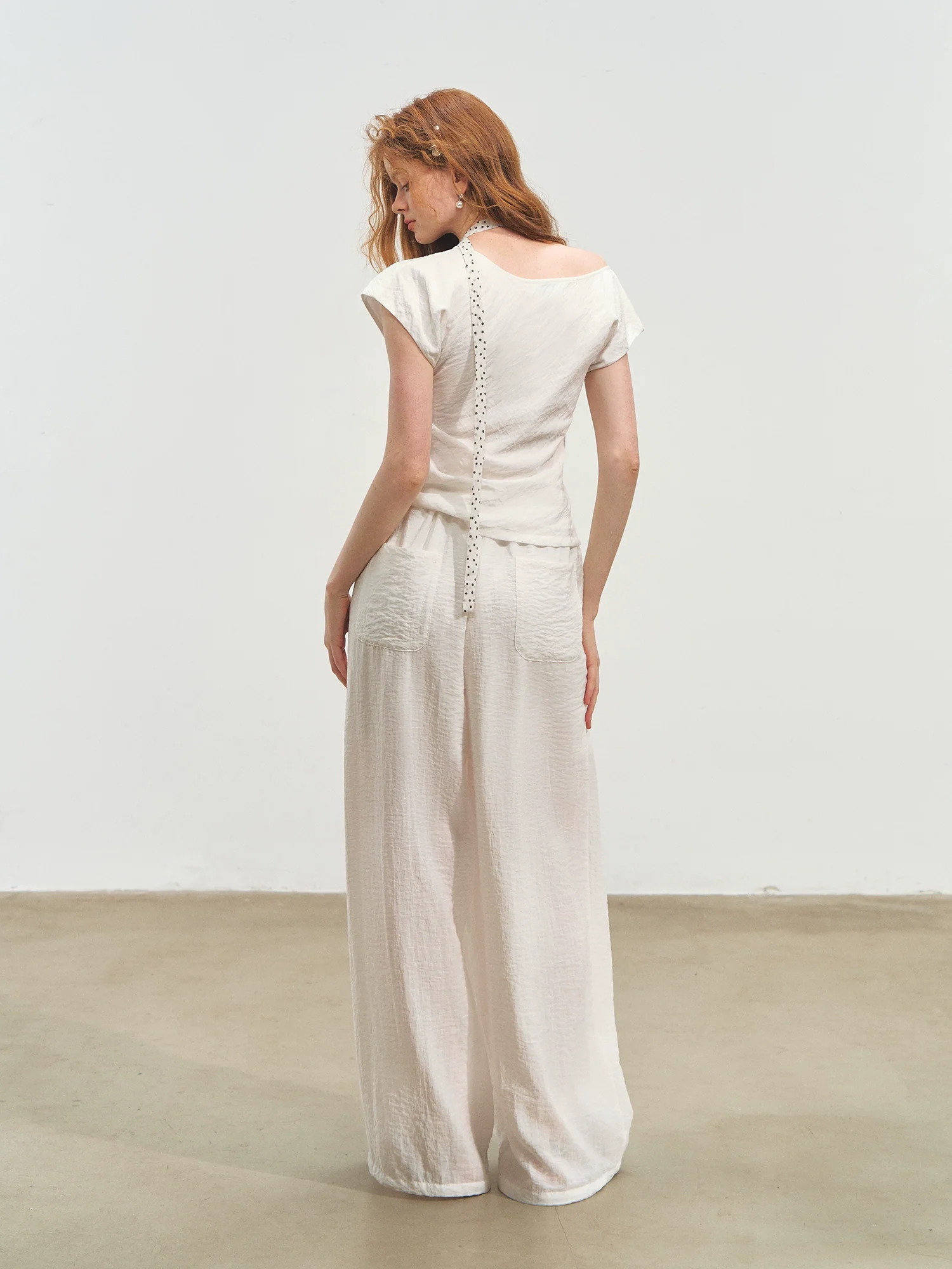 Draped Lazy Asymmetric Shoulder Convertible Top Set