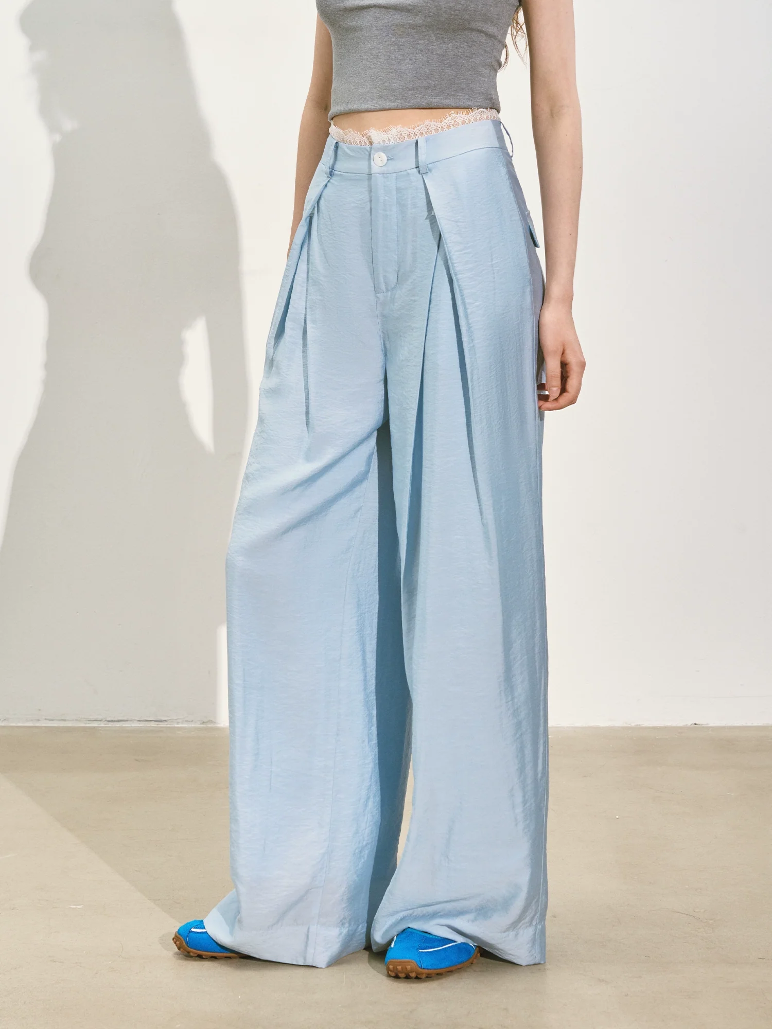 Suit Pleated Wide-Leg Pants
