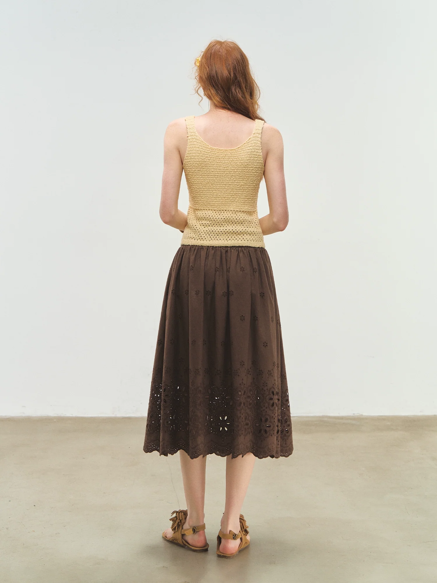 Three-dimensional Handmade Flower Crochet Tank Top