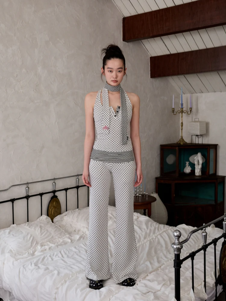 Polka Dot Stripe Double-Sided Tank Top