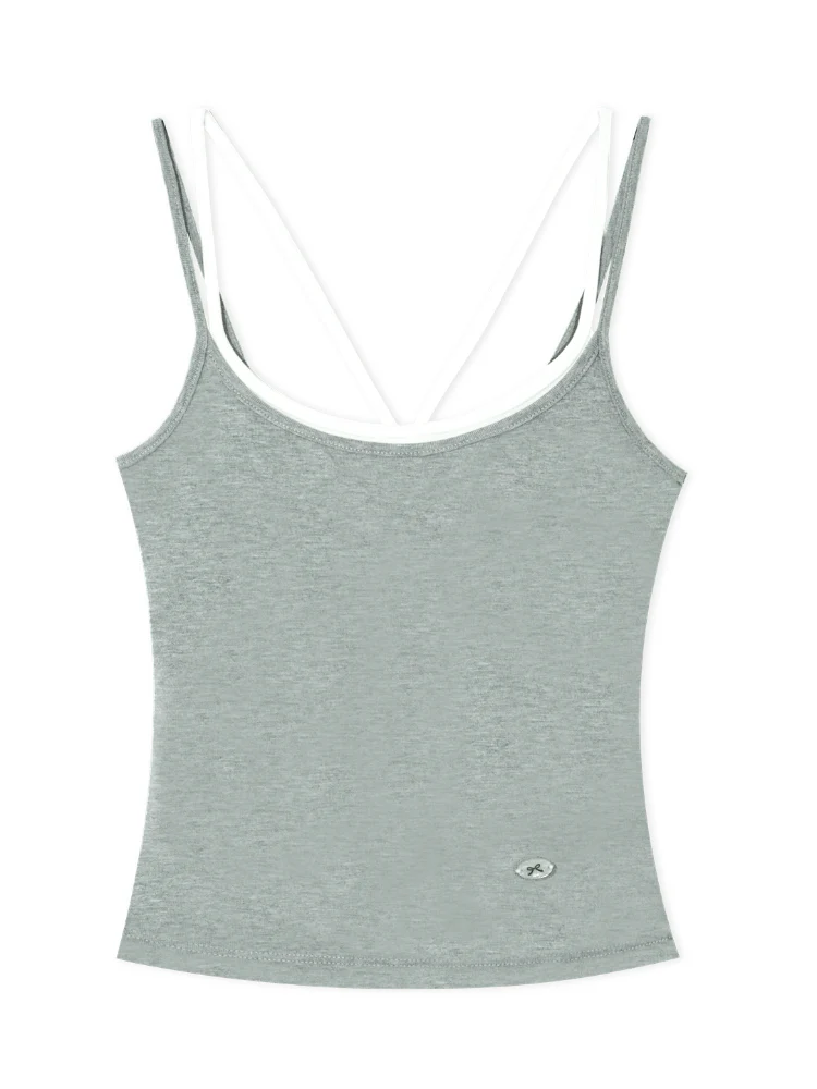 Fake Two-piece Padded Camisole Tank Top