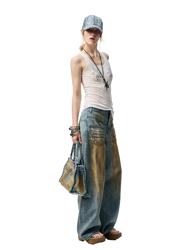 Mud-dyed Washed Jeans