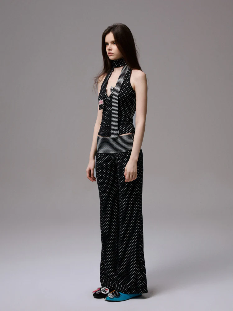 Polka Dot Stripe Double-Sided Tank Top