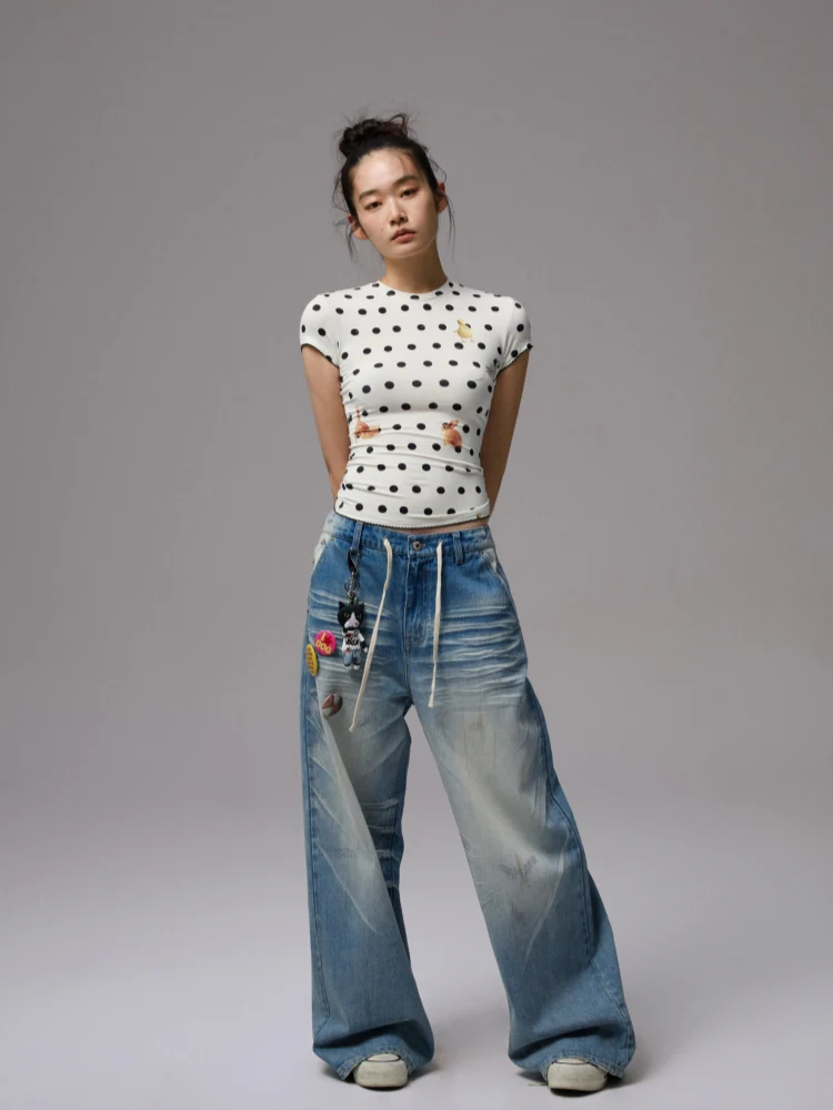 Cats & Dogs Love Polka Dot Print T-Shirt