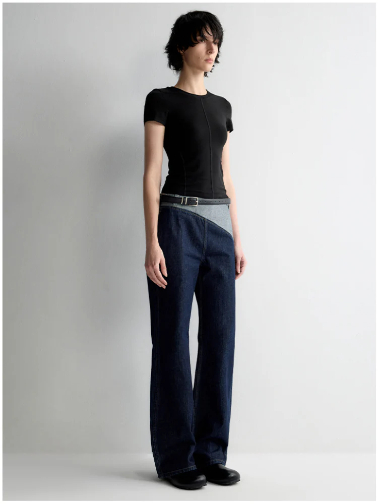 Color-Block Low-Rise Straight Pants
