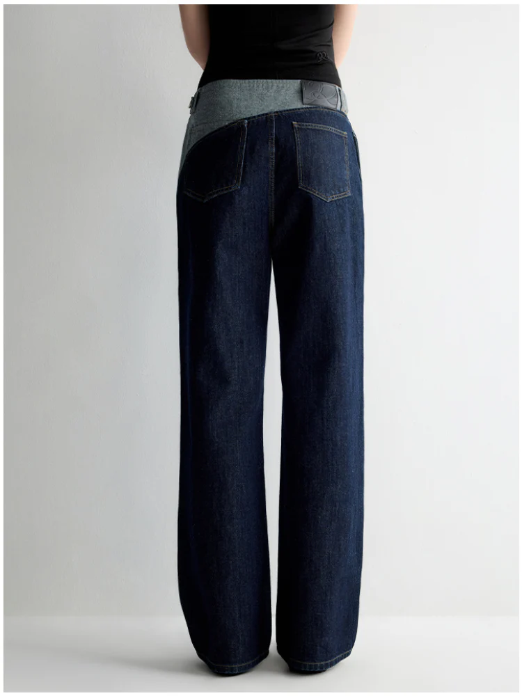 Color-Block Low-Rise Straight Pants