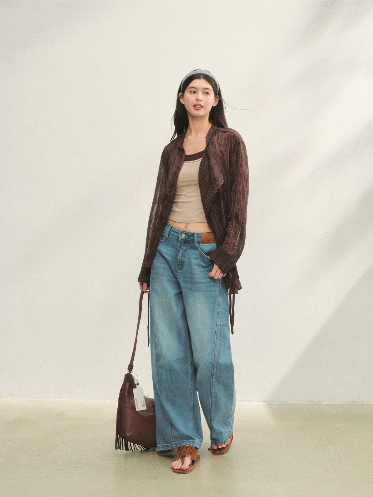 Irregular Cuff Tie-up Sunscreen Shirt